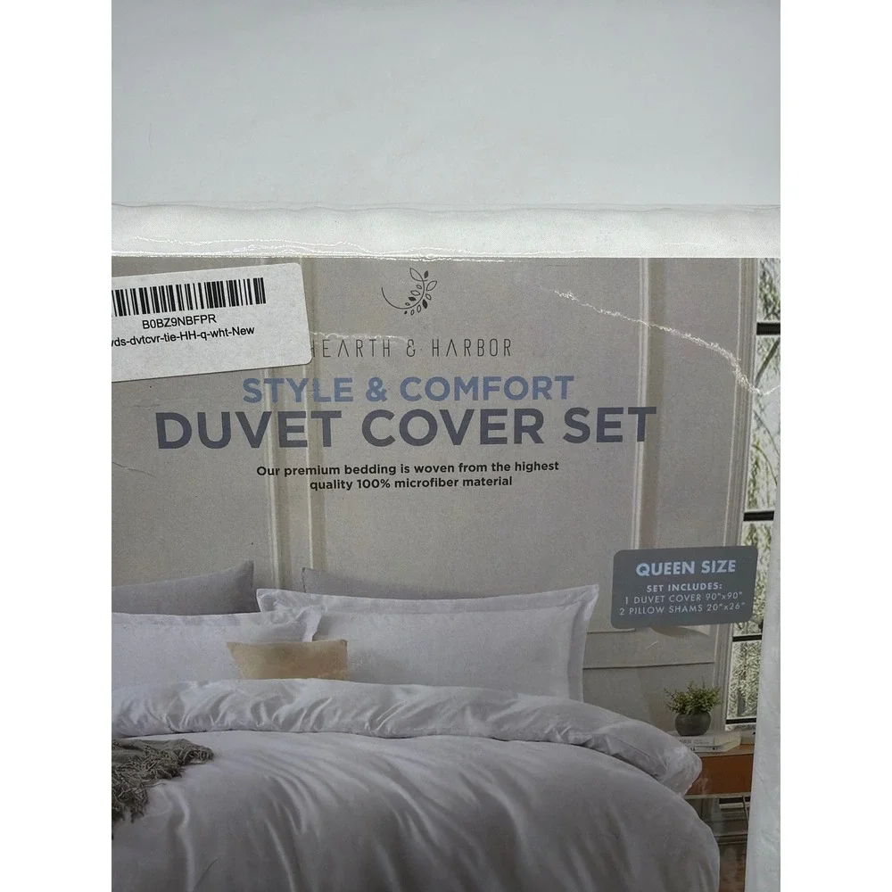 Earth Harbor Style Comfort Duvet‎ Cover Set Queen White Microfiber
